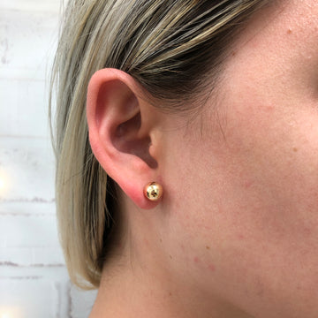 18K Gold Layered Oro Laminado 8mm Gold Ball Stud Earrings 21.0037